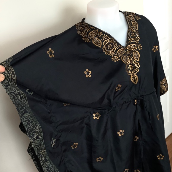 Black&Gold light caftan tunic XL 39-42 bust - Picture 3 of 12